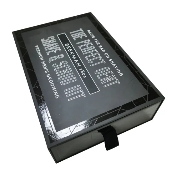 Drawer Black Paper Soap Box with flocking Tray