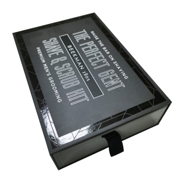 Drawer Black Paper Soap Box with flocking Tray