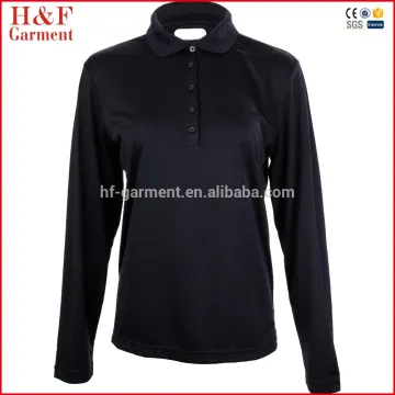2016 latest autumn design black womens long sleeve polo shirts