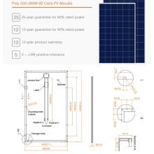 Teicneolaíocht na Gearmáine 250W Phainéal Gréine Pholavoltach Poly