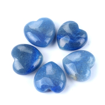 Blue Aventurine 30MM Love Heart Gemstone for Home Decoration Handmade Craved