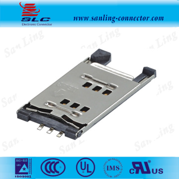 6P 2.54mm SIM Card Stainless Steel flip Type
