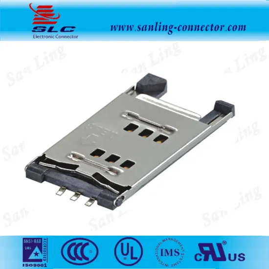 6P 2.54mm SIM Card Stainless Steel flip Type