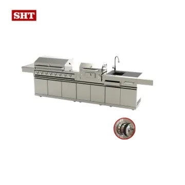 Metal Stainless Steel Modern Gas BBQ Grill Commercial Outdoor Kitchen Cabinet