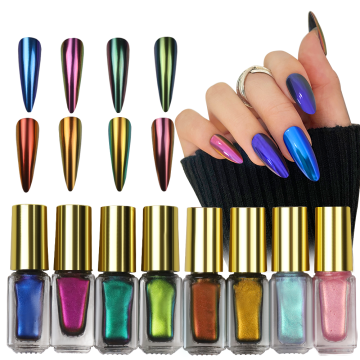 5ML Mixed Aurora Mirror Powder Metallic Chrome Pigment No Dust Magic Liquid Chrome Nails