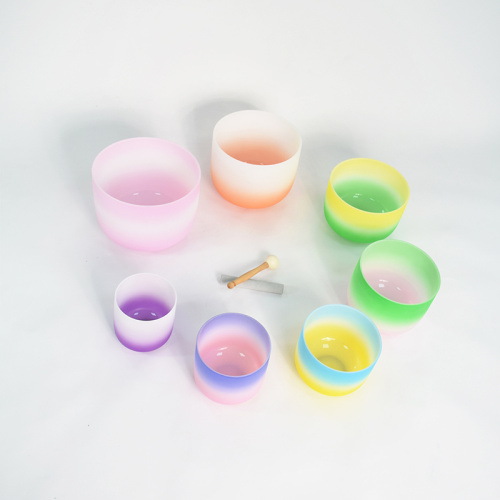 Jelly Colored Crystal Singing Bowls Rainbow Color Frosted Crystal Singing Bowl Factory