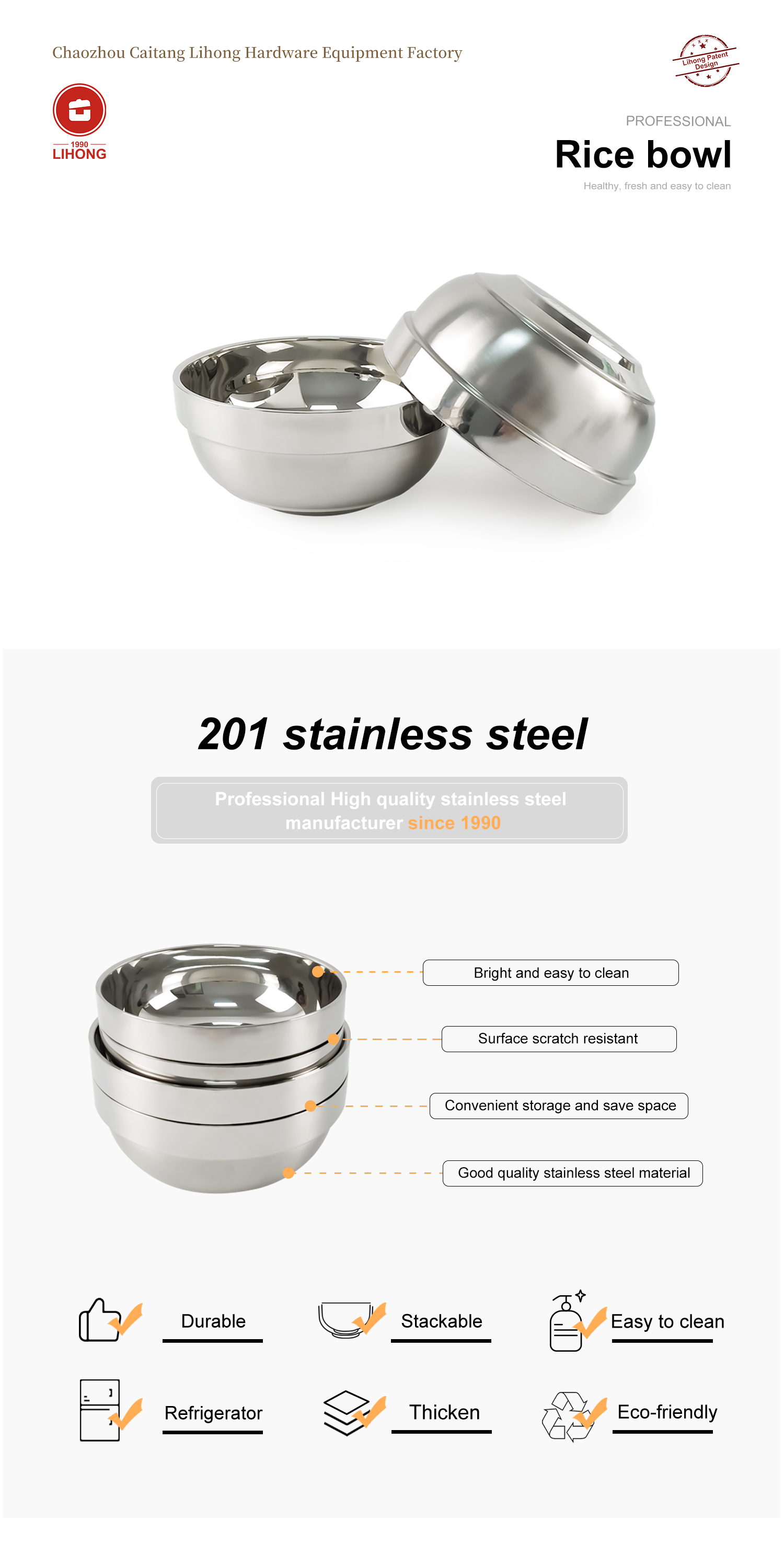 Shell Select Rice Bowl Customized Stainless Steel Rice Bowls With All-season Use And Silver ...