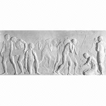 Large Working People Gray Marble Wall Relief Stone Garden Statues