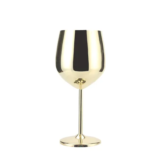 Food-Grade, Shatterproof Metallic Wine Goblets: 304 Stainless Steel Stemmed Wine Glasses (500ml) - Perfect for Wine, Juice, and Drink Presentation