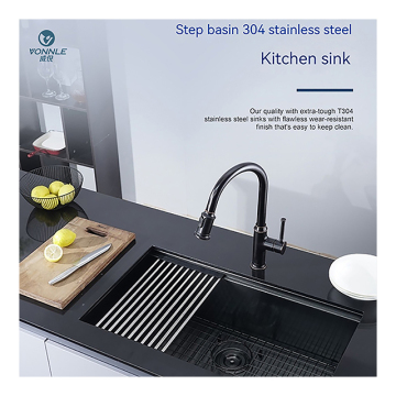 Nano Black Undermount Kitchen Sink: Stainless Steel Under the Stage Step Type