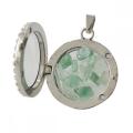 Gemstone Crystal Raw Stone Silver 30MM Circle Living Floating Memory Glass Locket Pendant Charm Natural Stone Pendant for DIY