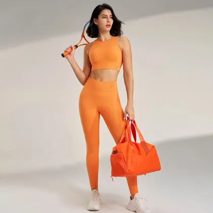 Women's High Waisted Leggings and Top Seamless Yoga Fitness Workout Underwear Clothing Set