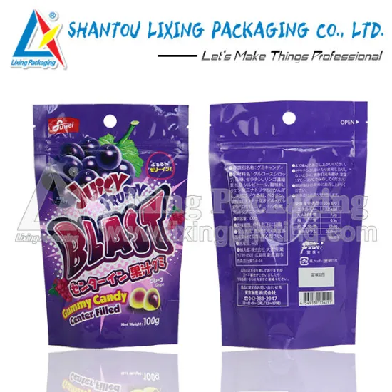 Gummy candy bag with zipper