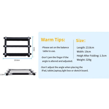 Soporte ajustable de Suron para almohadilla de luz LED de la computadora portátil