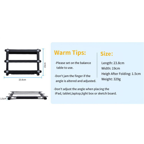 Soporte ajustable de Suron para almohadilla de luz LED de la computadora portátil