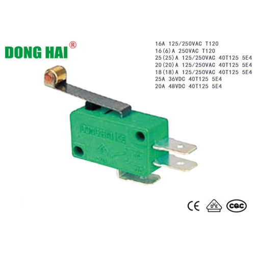 Электрычны мікравыключальнік з доўгім ролікавым рычагом