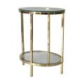 Modern double glass stainless steel side table