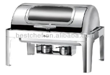 Oblong roll-top chafing with show window