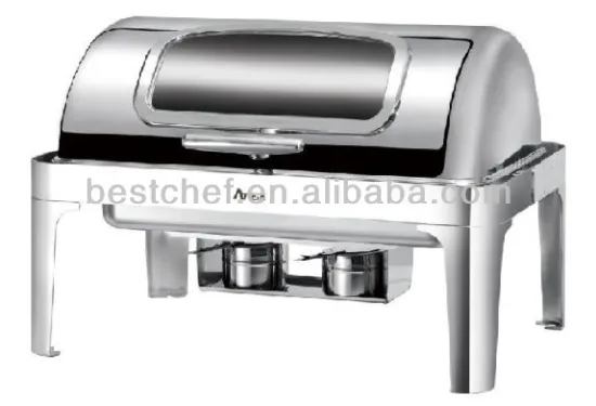 Oblong roll-top chafing with show window