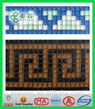 Cheap kitchen wall tile glass mosaic border YMS005 & YMS014