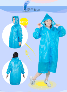 Plastic disposal adult kids colorful raincoat