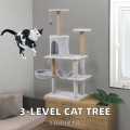 Eco-friendly Wave Cat Scratcher Board Wooden Indoor Cat Condo Tree Tower 3-Level Curved Climbing Surface Lounge Platform Modern