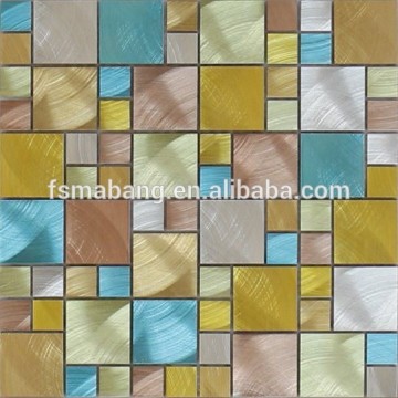 MBL5022 12"x12" Colorful Mixed Size Square Aluminum Mosaic Metal Peel and Stick Mosaic Tiles