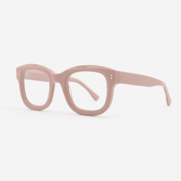 Round Square Bevelling Acetate Unisex Optical Frames