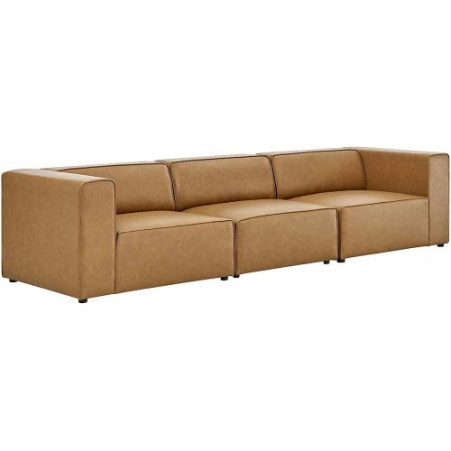 Tan Leather Sofa Pure Color Vegan Leather 3-Piece Sectional Leather Sofa Manufactory