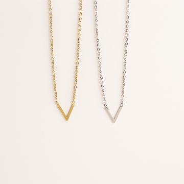 Rose Gold Color Pave 'V' Charm Pendant Necklace - Jewelry Manufacturer & Supplier