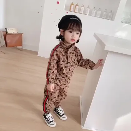 New children's clothing spring and autumn kids clothing sets girls cartoon print girls sets