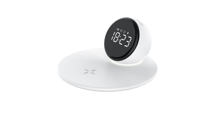 2024 Multifunction atmosphere light rgb desk lamp alarm clock BT speaker 15w fast charging wireless charger