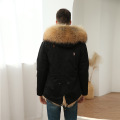 Parka para hombre con capucha de piel real personalizada