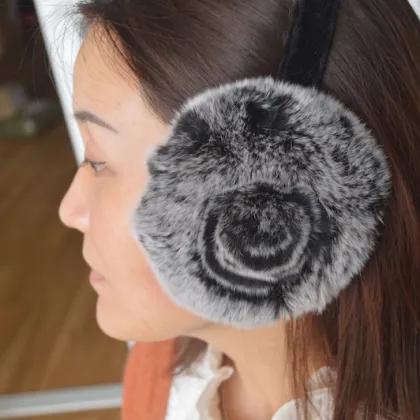 Black Rex Rabbit Ear Cover - Warm Winter Headwear for Kids