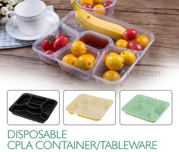 Disposable corn starch plates biodegradable corn starch food container, Disposable PLA Serving Divided Lunch Tra