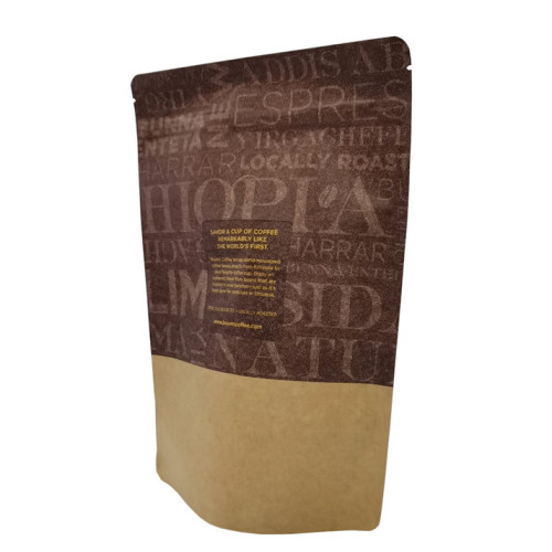 skræddersyet trykt kraft stand up genlukkelige poser kaffepose