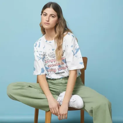 Womens Casual Tie Dye Print Short Sleeve T-Shirt