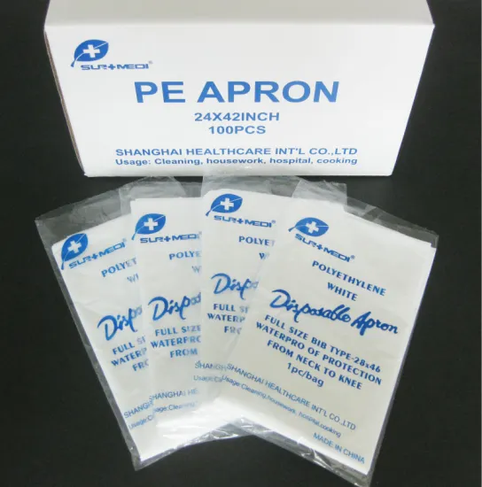 disposable pe apron Transparent, white, blue, red, green