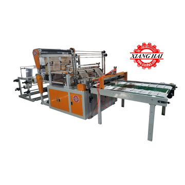 High productivity double layer four line hot sealing cold cutting t shirt flat shopping bag making machine.