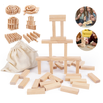 Wooden Tumbling Tower: 45-Piece Stacking Blocks Game for Boys and Girls