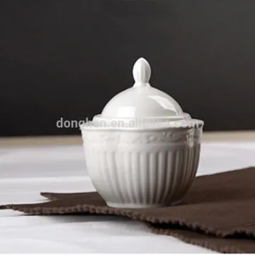 High quality porcelain european embossed sugar jar