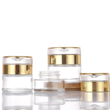 Gold Glass Cosmetic Package Set: Bottles, Jars, and Pump Bottle