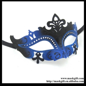 Wholesale Exquisite Royal Blue And Black Masquerade Plastic Mask D002-BLBK