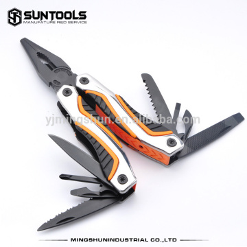Combination pliers in black finish with multi-function parts 11 in 1 stainless steel pliers foldable pliers