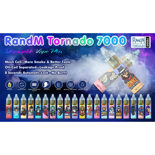 Şarj edilebilir Randm Tornado 7000 Puflar Tek Kullanımlık Vape