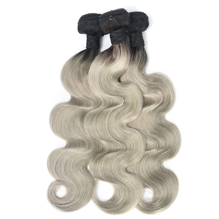 Virgin Hair Extension Brazilian Body Wave Two Tone Ombre 1B/Grey Human Hair Extention