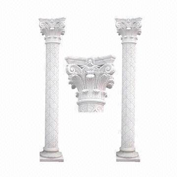 Square Pattern Antique Top White Stone Column, Nice Handmade Finish