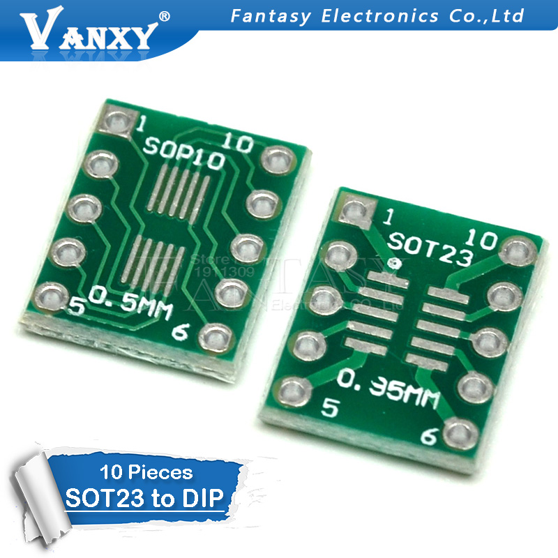 10PCS SOT23 MSOP10 SOP-10 UMAX to DIP10 PCB Transfer Board DIP Pin Board Pitch Adapter