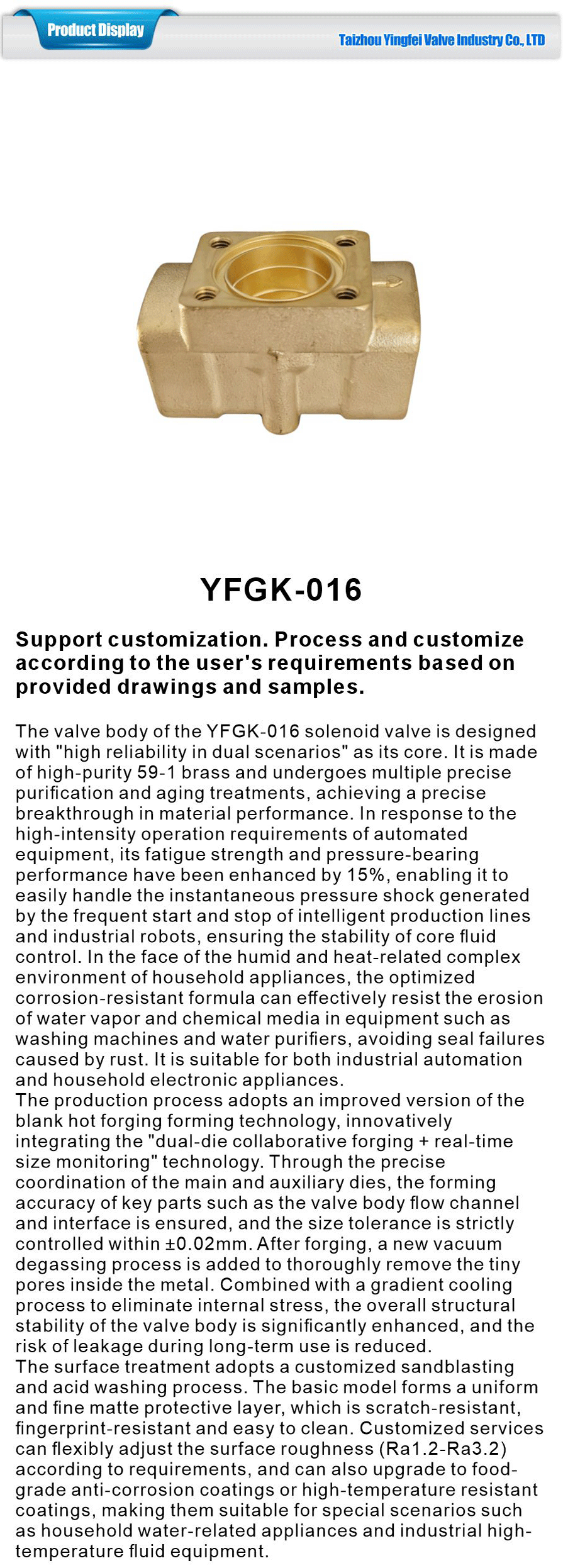 Electromagnetic valve body for household appliances-xiangqing1-YFGK-016