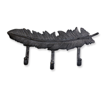 Antique grey cast iron leaf  hook